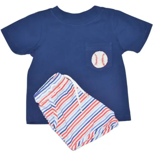 Baseball French Knot Shorts Set