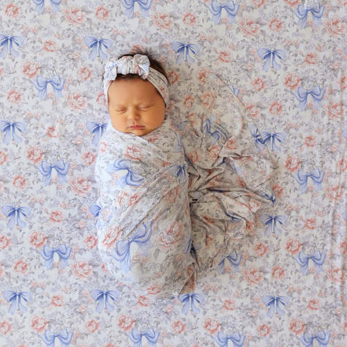 Floral Beige Swaddle Headband Set | Agatha