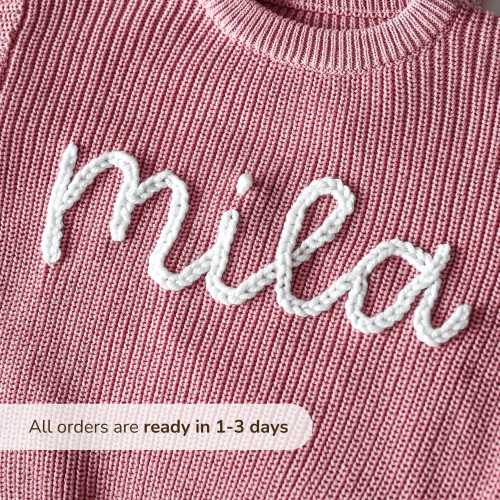 Personalised Baby Name Sweater | Hand Embroidered | Signature Script | Custom Toddler Jumper