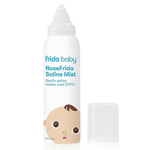 Frida Baby NoseFrida Saline Mist Spray, Baby Saline Nasal Spray Decongestant for Allergy Relief and Congestion Relief to Soften Nasal Passages, 3.4 fl.oz.