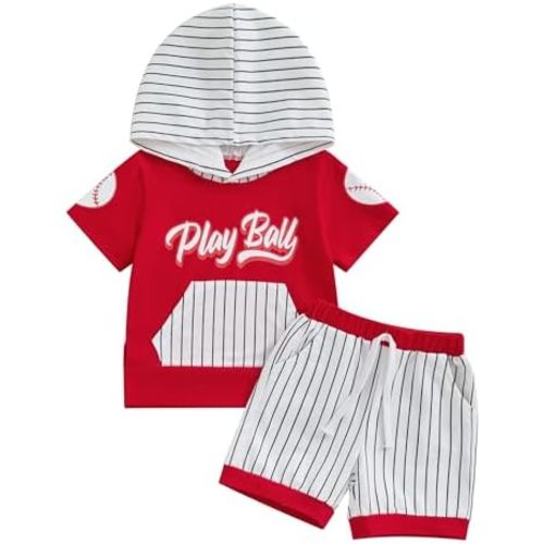 Kayotuas Toddler Baby Boy Summer Clothes Cute Short Sleeve Hooded Tshirt Top and Casual Shorts Set Infant 2 Piece Outfits