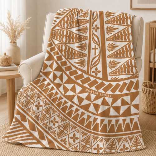 Tongan Kids Blanket – Psalm 139:14 Pasifika Gift, Polynesian Baby Blanket