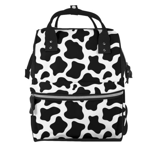 Defioc Cow Print Black White for Baby Diaper Bag Backpack - Baby Bag for Boys & Girls - Diaper Backpack - Large Travel Diaper Bags- Baby Registry Search & Shower Gifts