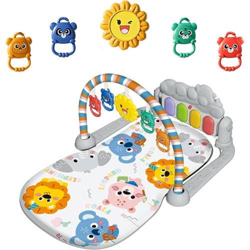 Baby Play Mat Baby Gym,Play Piano Tummy Time Baby Activity Mat, Music and Lights Boy & Girl for Newborn 0 to 3 6 9 12 Months