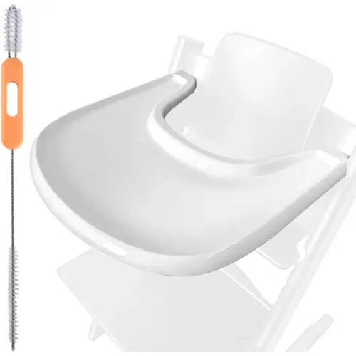High Chair Tray Compatible with Stokke Tripp Trapp Chair, Stronger Suction Surface Tray with Brush Designed to Clean The Bottom of Tray