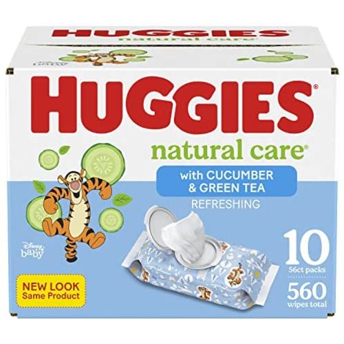 Baby Wipes, Huggies Natural Care Refreshing Baby Diaper Wipes, Hypoallergenic, Scented, 10 Flip-Top Packs (560 Wipes Total)