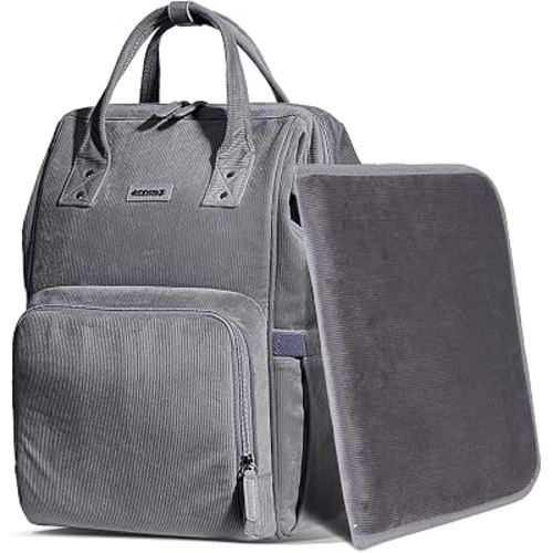 SUNVENO Velvet Stitching Diaper Bag Backpack Large Capacity Tote Shoulder Nappy Bag Organizer for Baby Care with Insulated Pockets,Waterproof Fabric, Grey