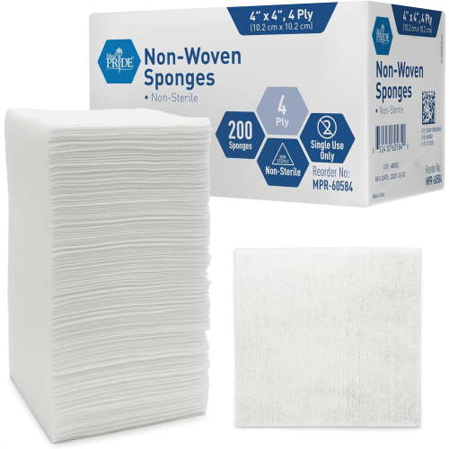 MED PRIDE Gauze Pads 4x4 Inch, 4-Ply Non Sterile - 200-Count Non Stick Gauze Pads for Wound Dressing and Medical Supplies