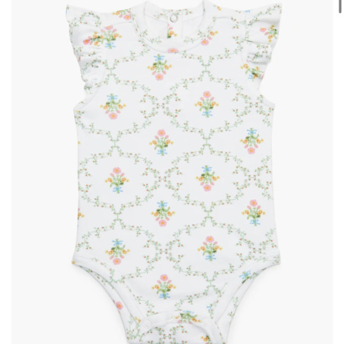 The Jillee Ruffle Onesie - Pastel Trellis