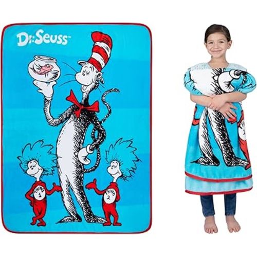 Franco Kids Bedding Super Soft Micro Raschel Throw, 46 in x 60 in, Dr Seuss