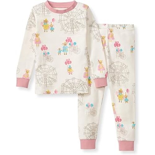 Burt's Bees Baby Girls' Pajamas, 2-Piece Long Sleeve Tee and Pants Organic Cotton PJ Set