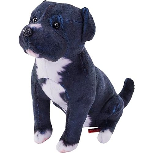 Wild Republic Rescue Dog, Black Pitbull, Stuffed Animal, with Sound, 5.5 inches, Gift for Kids, Plush Toy, Fill is Spun Recycled Water Bottles