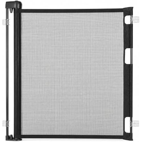 Retract-A-Gate 52 Inch Black Retractable Baby and Dog Gate, Made in USA