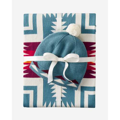 KNIT BABY BLANKET WITH BEANIE
