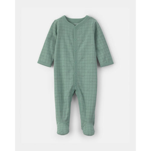 Baby Boy Dinosaur 100% Cotton Sleep & Play Pajamas - Green