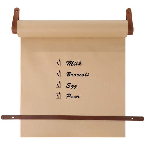 Kraft Paper Roll Kraft Paper Roll Wall Dispenser, Wall Mounted Butcher Paper Holder with Wood Roller & Leather Straps, 98 Ft Brown Kraft Roll for To-do Lists, Artwork, Wall Decor, Message Display