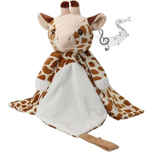 Love By Emi 4 in 1 Baby Lullaby Sleep Soother Toy - Stuffed Animal Sound Machine & Pacifier Holder | Heartbeat White Noise & Music | Plush Giraffe Lovey Sleep Aid Security Blanket (0-3 Years)