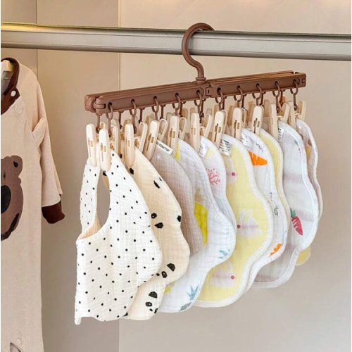 1pc/2pcs Baby Clothes Hanger, Newborn Socks Drying Rack, Foldable Clothesline With Multiple Clips, Windproof Clothes Rack, Children Wardrobe Storage Organizer | SHEIN USA