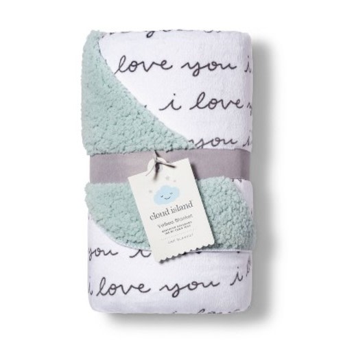 Plush Velboa Baby Blanket I Love You - Cloud Island™ White/Black