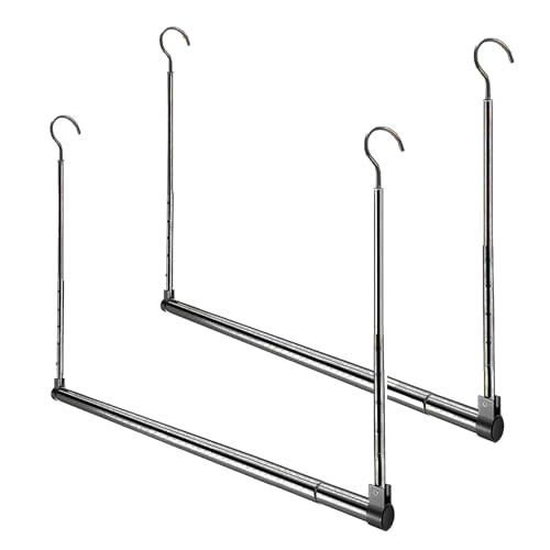 Adjustable Hanging Closet Rod, Extender Hanging Rod, Closet Hanging Organizer, Heavy Duty Closet Bar, Hanging Rod (Black, 2 Pack)