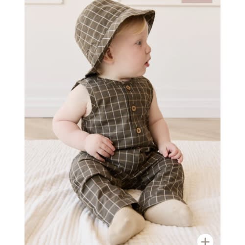 Organic Cotton Milo Jumpsuit - Variegated Grid Tarmac – Jamie Kay USA