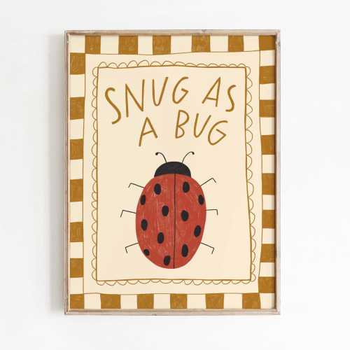 Ladybug Checkered Art Print: Snug as a Bug Kids Room Decor