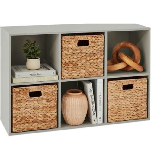 Best Choice Products 6-Cube Bookshelf, 11in Display Storage System, Organizer w/ Removable Back Panels - Gray