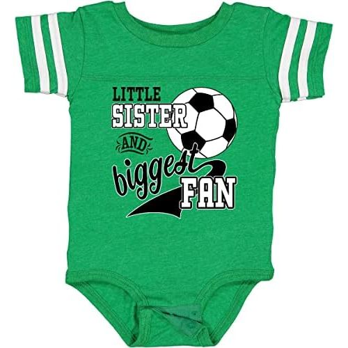 inktastic Little Sister and Biggest Fan- Soccer Player Baby Bodysuit