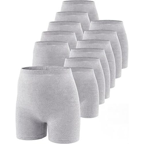 Sosation 12 Pcs Postpartum Underwear for Women Disposable High Waisted Boyshort Underwear for Mom Postpartum Seamless, Stretch Support Under Wear for New Mom Essentials, Waist 28"- 42", Grey