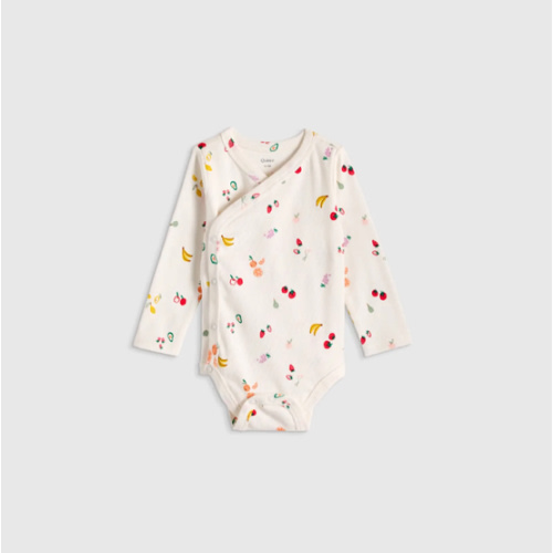 100% Organic Cotton Long Sleeve Kimono Bodysuit - Baby in Farmer's Market