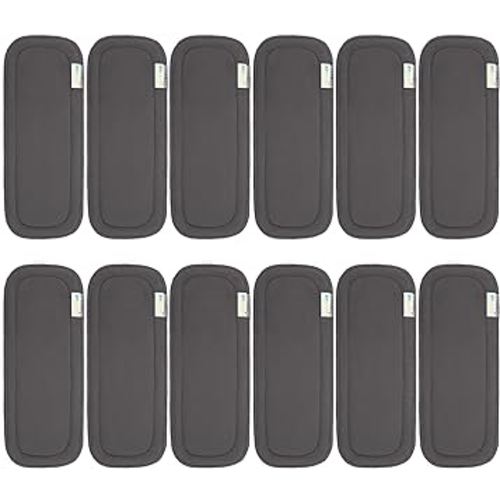 Wegreeco Reusable Soft 5 Layers 12 Pack Charcoal Inserts for Baby Cloth Diaper,High Absorbing Washable Liners