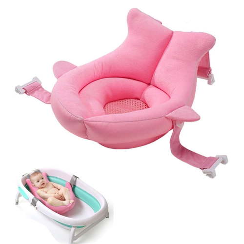 Triani 1Pcs Soft Bath Mat with Bath Supporter Net Anti-Slip Comfortable Support Pillow for Tub Shower Room(Pink)