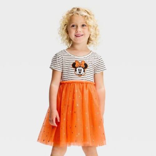 Toddler Girls' Disney Minnie Mouse Halloween Twirl Dress - Orange 4T