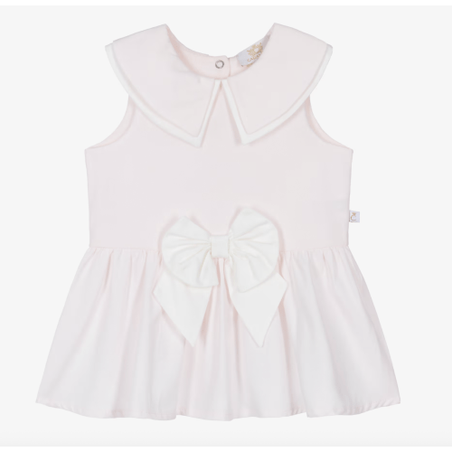 Caramelo Kids - Baby Girls Pale Pink Cotton Dress with Bow | Childrensalon