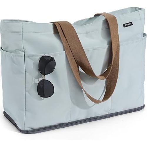 GAGAKU XL Beach Bag with Zipper & Cooler Compartment, Sand-Proof Foldable Large Tote Bag for Cruise, Beach, Pool, Travel, Family, Women