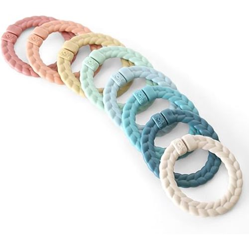 Itzy Ritzy Linking Ring Set; Set of 8 Braided, Rainbow-Colored Versatile Linking Rings; Attach to Baby's Car Seat, Stroller & Activity Gym to Keep Toys Nearby; Rainbow
