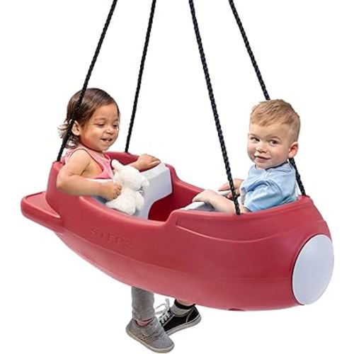 Step2 Rocket Swing for Two, Baby Outdoor Swing, Outside Weather-Resistant Rope, Attach to Playset, for Toddlers 9 Months - 3 Years Old