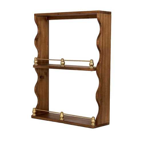 Scalloped Wood Wall Shelf with Gold Details | Kirklands Home