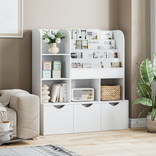 Wade Logan® Annyah Toy Storage Organizer with 3 Removable Bins, Baby-Proof Bookshelf for Nursery & Playroom & Reviews | Wayfair