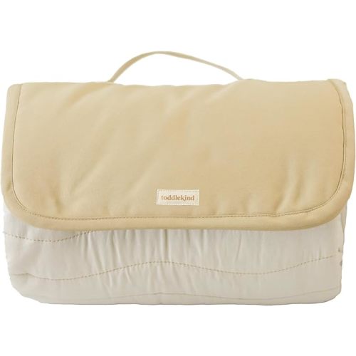 Toddlekind Premium Indoor/Outdoor Playmat & Picnic Blanket – Organic Quilted Cotton, Water-Resistant, Anti-Slip, Reversible Design, Spacious Play Mat for 6 People, Easy Roll-Up w/Carry Handle, Tofu