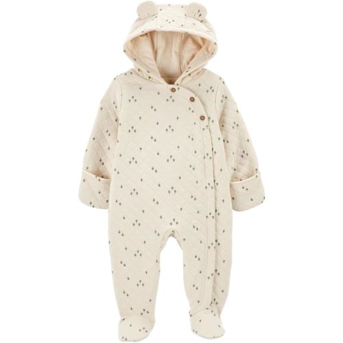 Carter's Baby Girls' Newborn-9M Hooded Quilted Pram Sleep & Play