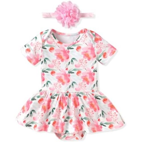 Aalizzwell Newborn Infant Baby Girls Bodysuit Dress