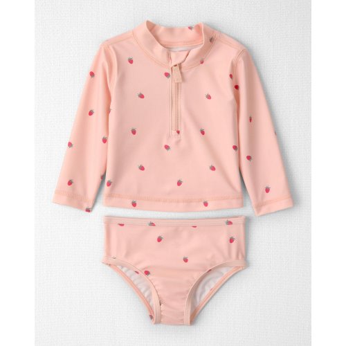 Baby Girl 2-Piece Recycled Rashguard Swimsuit Set in Strawberry Print - Little Planet | Carter's