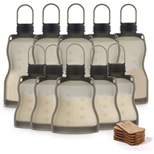 Haakaa Silicone Breastmilk Storage Bags Combo 9oz (5 Count)+ 4.4oz (5 Count), Reusable Leak Proof Breast Milk Storing Freezer Bags for Breastfeeding, BPA Free Food Grade Silicone