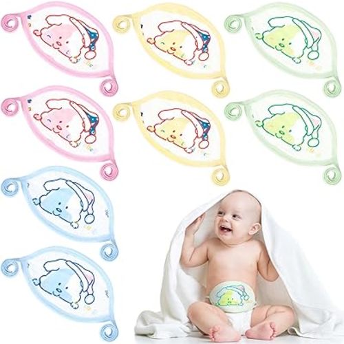 Zhanmai 8 Pcs Newborn Infant Belly Wrap Comfort Cotton Umbilical Cord Cover Band Cartoon Soft Baby Belly Band Newborn Navel Belt for Protection Abdomen Baby Boy Girl Gifts 0-12 Months, 4 Styles (Dog)