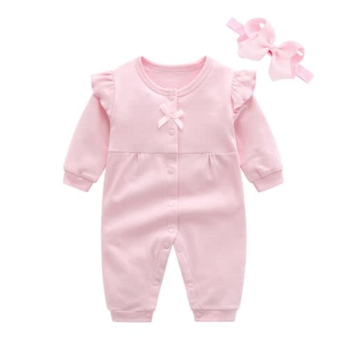 Baby Girl Long Sleeve Cotton Bowknot Romper One Piece Jumpsuit 0-18M Newborn Outfit Birthday Wedding Photo