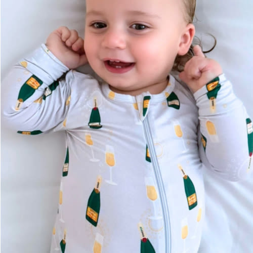 Paris Champagne Baby Bamboo Pajamas - Zippered Romper | Basically Soho