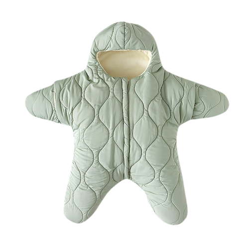 Baby Sleep Sack Boys Girls Fleece Winter Sleeping Long Sleeve Onesies Pajamas Star-Fish Warm Sleeping Bag Snowsuit, Green, 6 Months