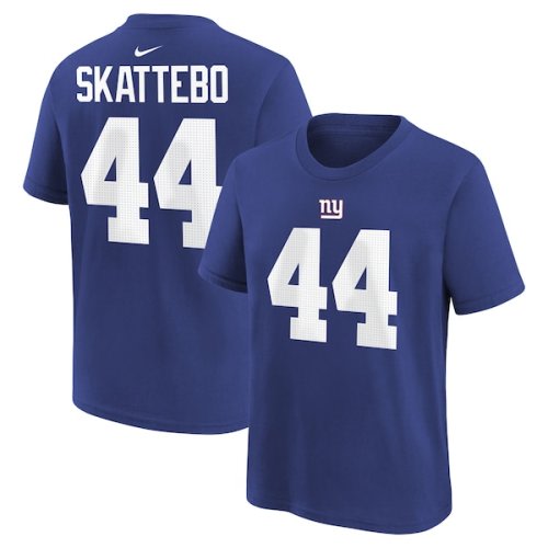 Youth New York Giants Cam Skattebo Nike Royal Name & Number T-Shirt