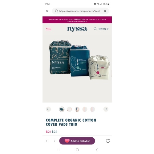 Organic Postpartum & Period Pads Trio – Premium Postpartum, lighter flow and overnight coverage for birth recovery – Nyssa
